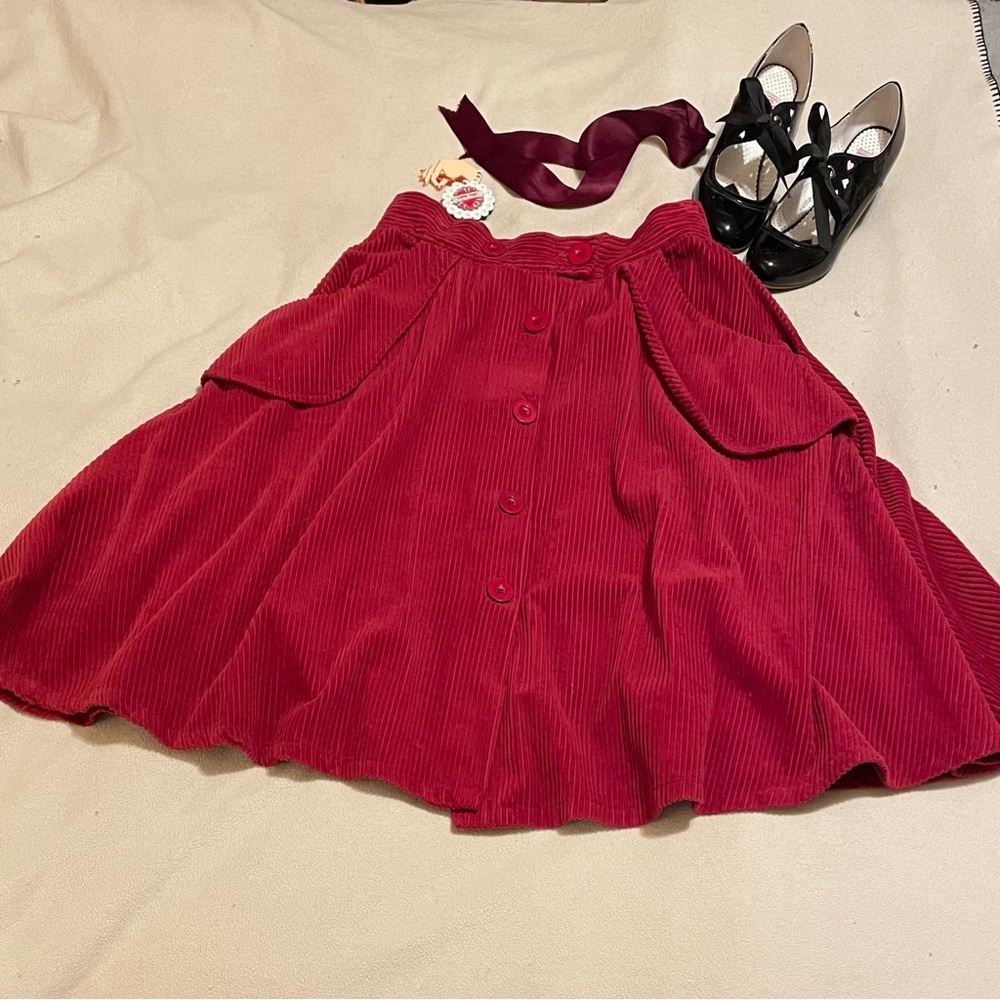 Hell Bunny Red corduroy Skirt